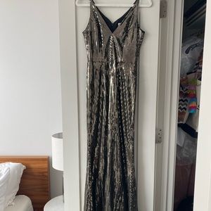 Gold and silver sequin gown